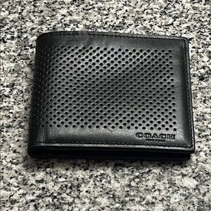 Coach New York Terrain Bifold Wallet Black new leather perfed Men’s